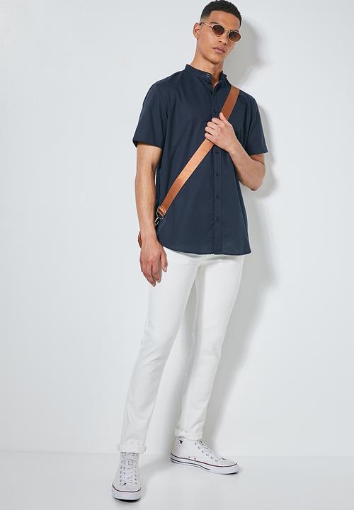 Superbalist - Regular fit mandarin short sleeve shirt - navy