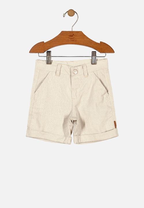 UP Baby - Boys linen bermuda shorts - beige