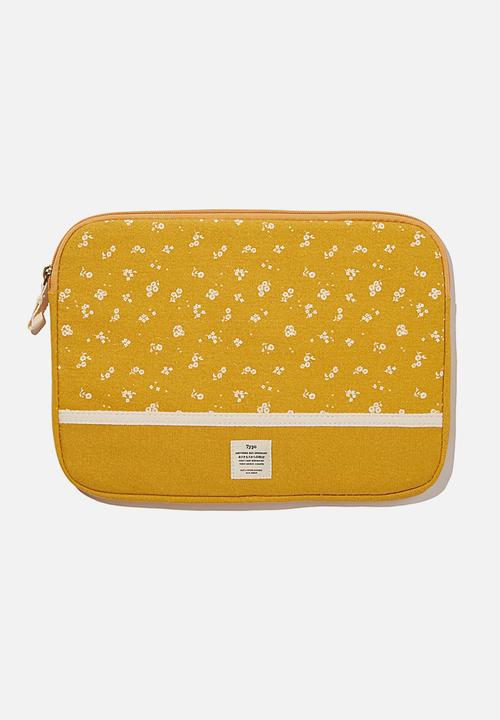 Typo - Canvas 13 inch laptop case - dottie floral mustard