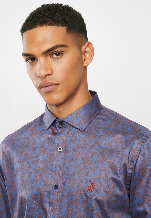 POLO - Oscar paisley signature long sleeve shirt - brick
