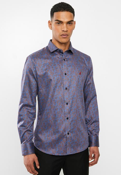 POLO - Oscar paisley signature long sleeve shirt - brick