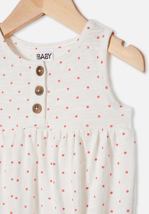 Cotton On - Craigelina singlet bubbysuit - vanilla & red orange