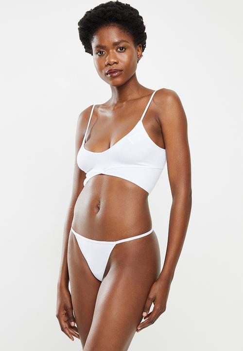 Cotton On - Cotton flat elastic g-string brief - white
