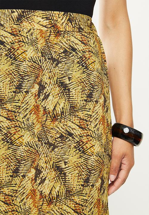 edit - Slit front tiered midi skirt - multi 