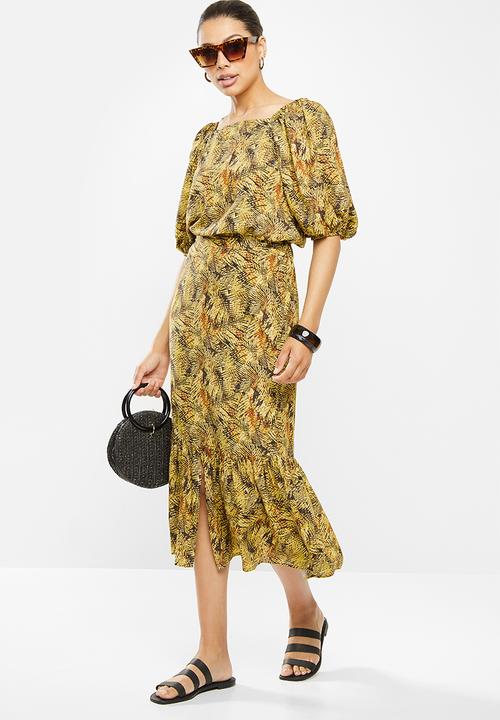 edit - Slit front tiered midi skirt - multi 