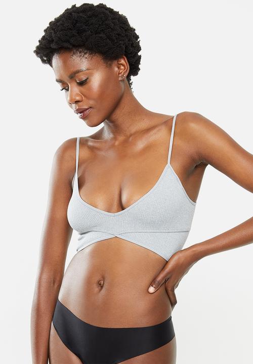 Cotton On - Seamfree rib ballet bralette - lite grey marle/cornflower lilac