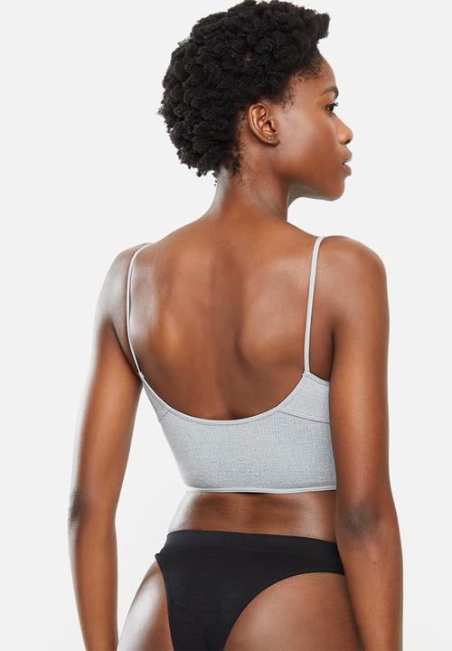 Cotton On - Seamfree rib ballet bralette - lite grey marle / strawberry milkshake