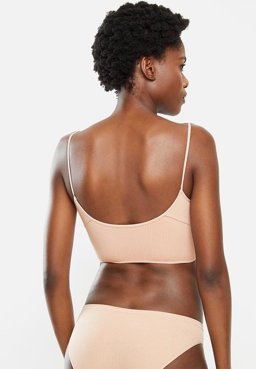 Cotton On - Seamfree rib ballet bralette - black/new latte