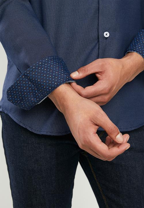 Ben Sherman - Navy dot long sleeve shirt - navy