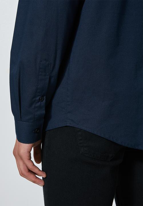Superbalist - Regular fit mandarin long sleeve shirt - navy