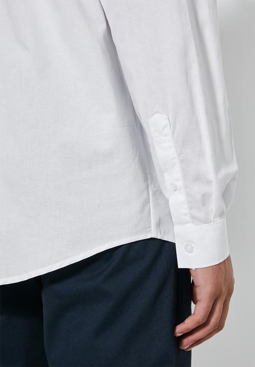 Superbalist - Regular fit mandarin long sleeve shirt - white