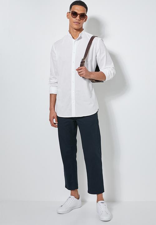 Superbalist - Regular fit mandarin long sleeve shirt - white