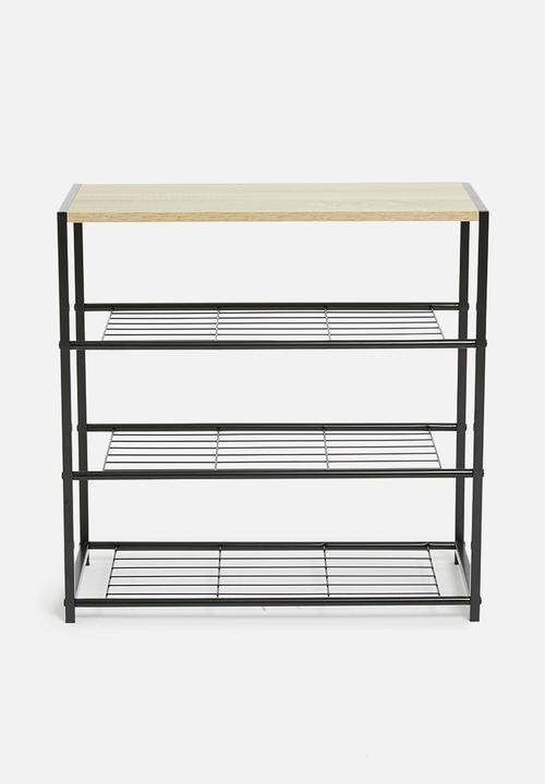 H&S -  Layered shoe rack - black & natural