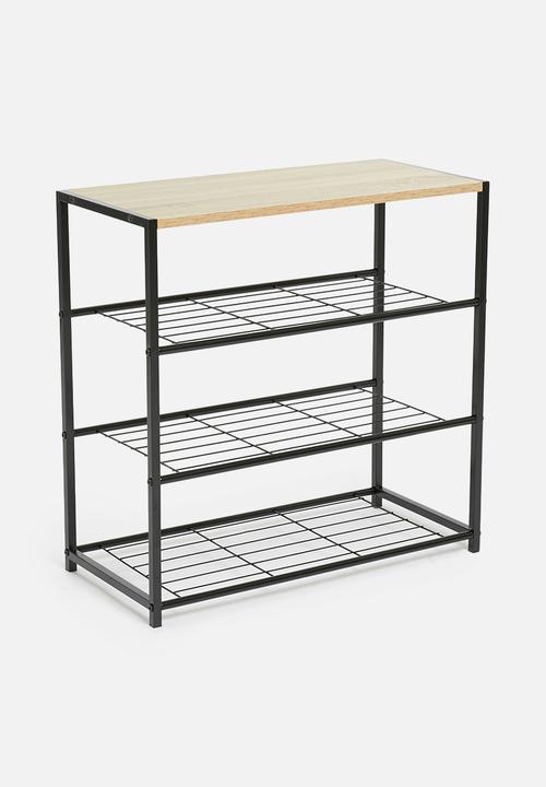 H&S -  Layered shoe rack - black & natural
