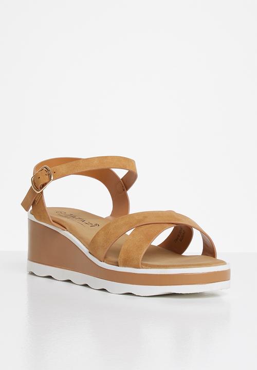 Jada - Criss-cross wedge - tan