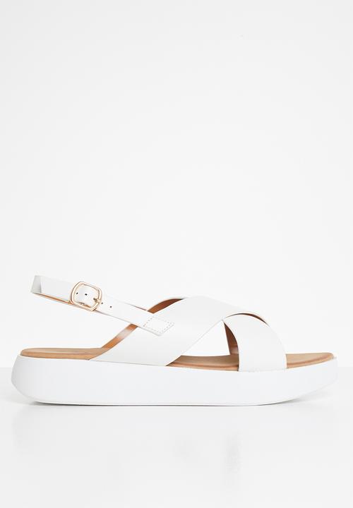 white criss cross sandals