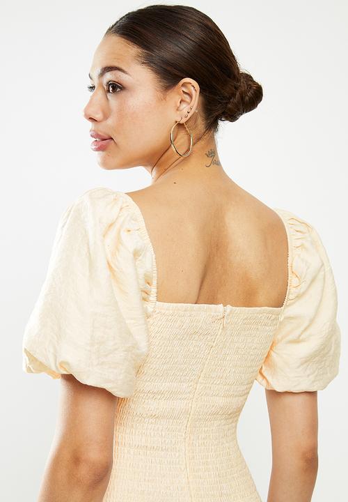 Glamorous - Puff sleeve bodycon dress - pale yellow