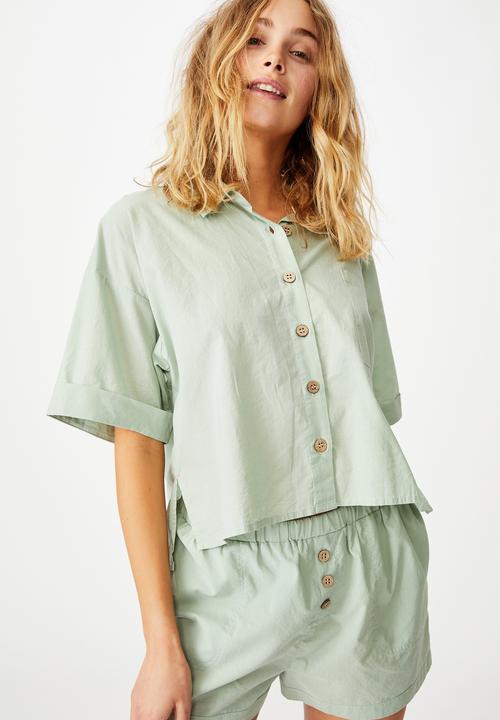 Cotton On - Washed woven sleep set - washed mint chip