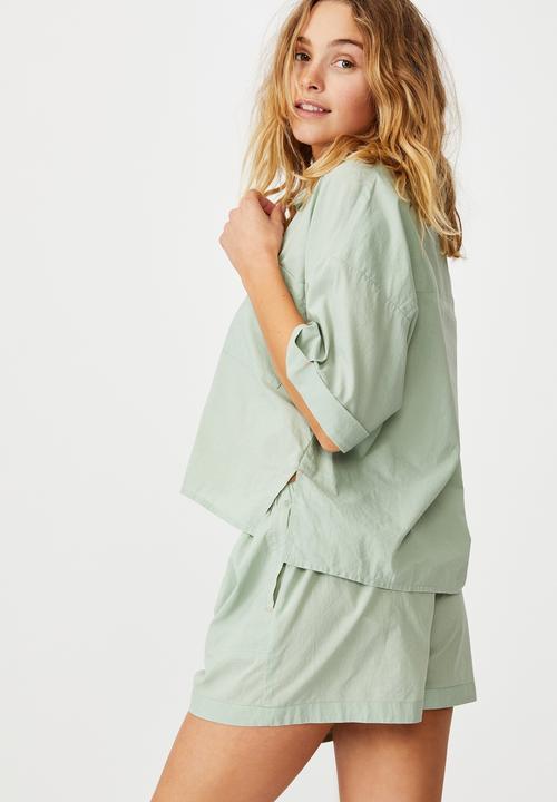 Cotton On - Washed woven sleep set - washed mint chip