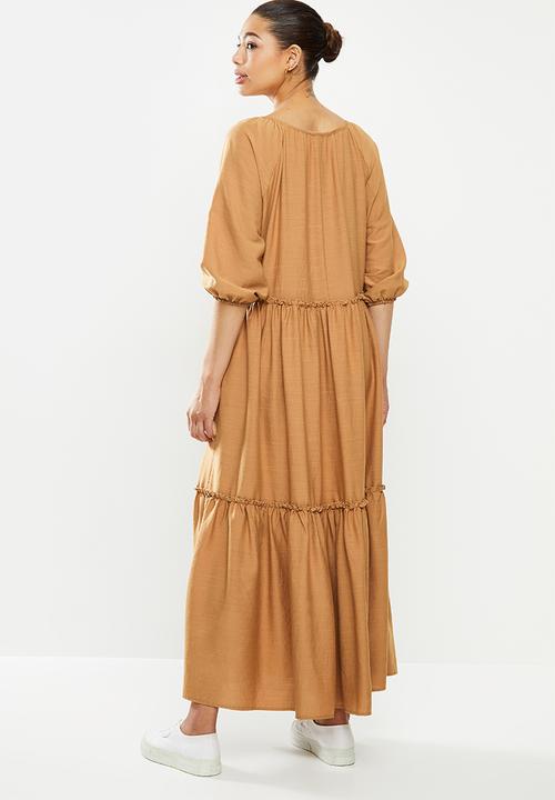 edit - Crinkle peasant dress - rust