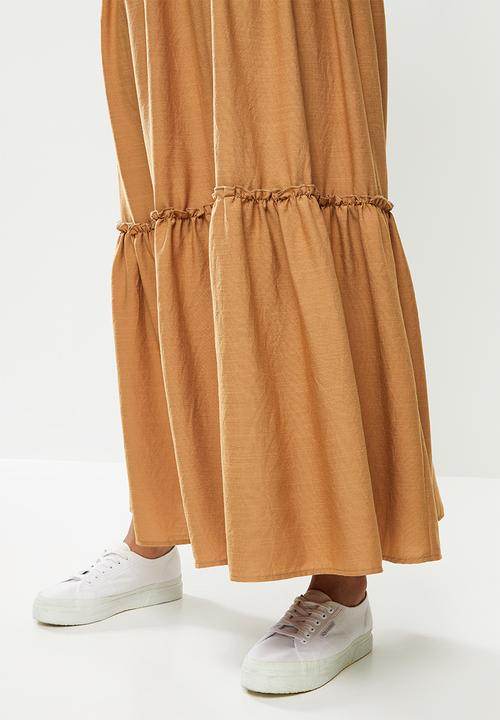 edit - Crinkle peasant dress - rust