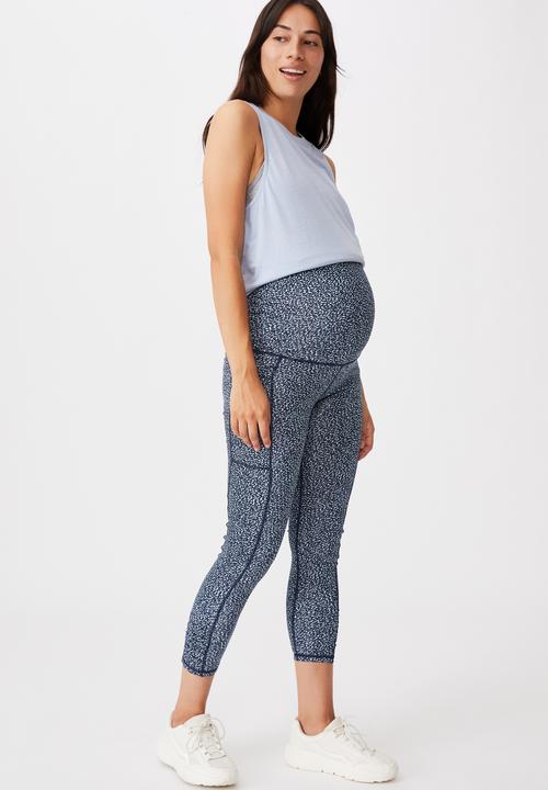 Cotton On - Maternity love you a latte 7/8 tight - splatter texture navy