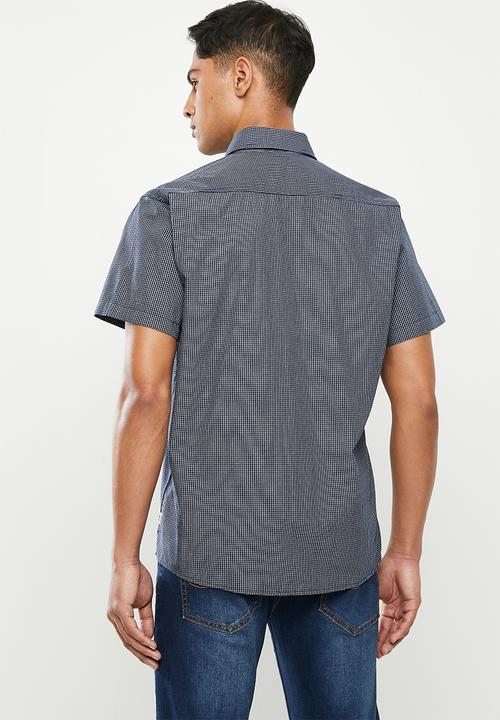 JEEP - Yearn dye check shirt - navy & white