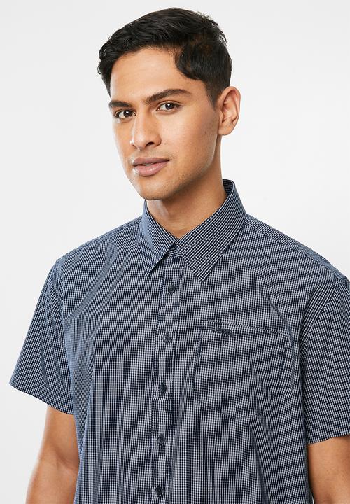 JEEP - Yearn dye check shirt - navy & white