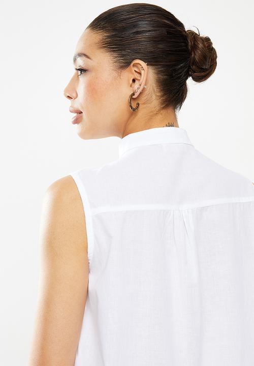 edit - Cotton voile longline shirt - white