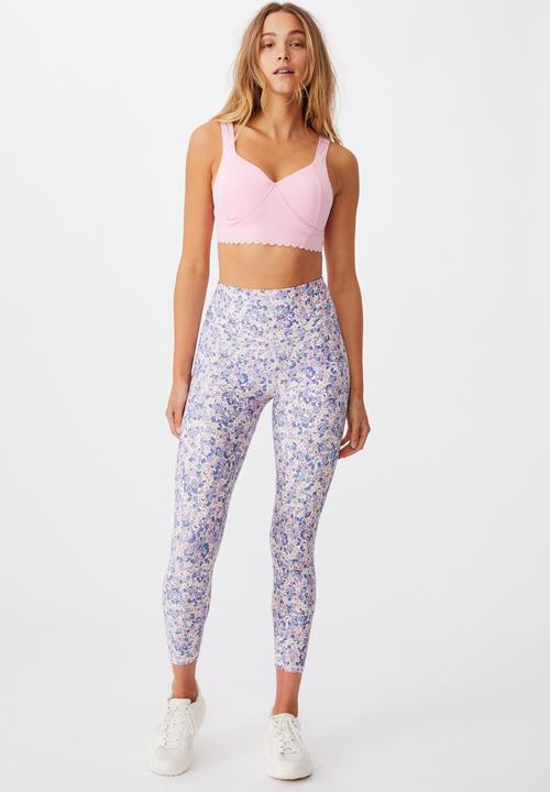 Cotton On - Strike a pose yoga 7/8 tight - sketched dense ditsy rose water