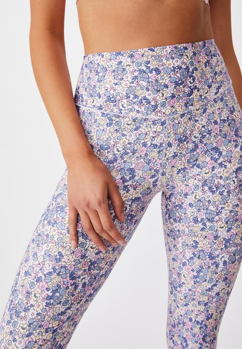 Cotton On - Strike a pose yoga 7/8 tight - sketched dense ditsy rose water