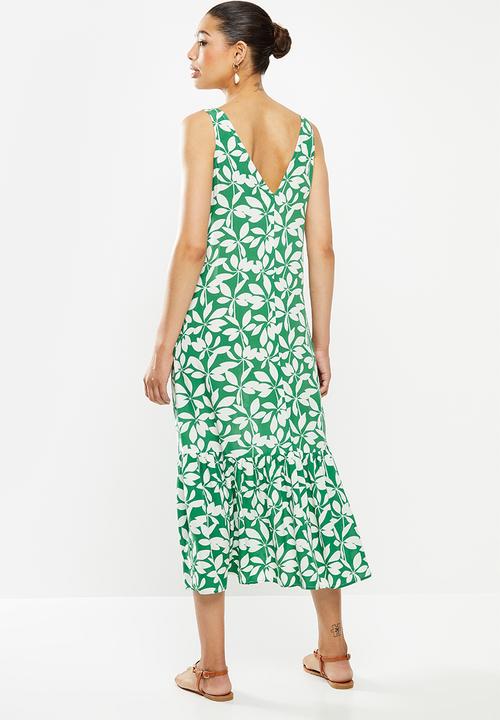 edit - Built up midi dress - green & white