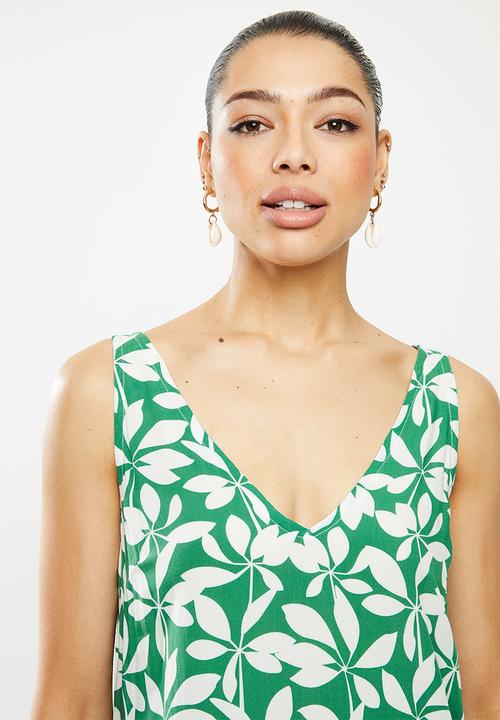 edit - Built up midi dress - green & white