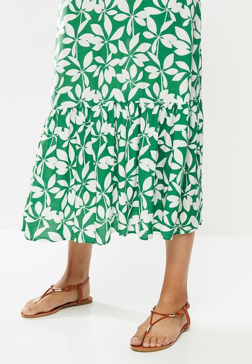 edit - Built up midi dress - green & white