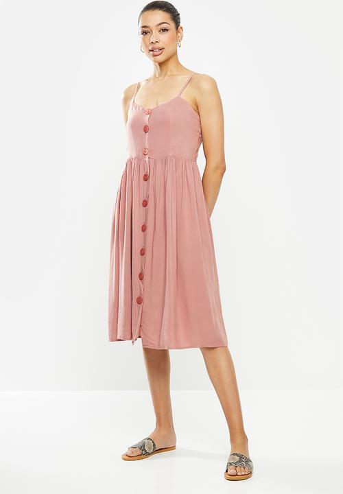 edit - Button through dress - pink