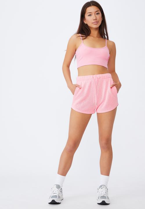 Factorie - Textured jersey pull on sporty short - babe pink