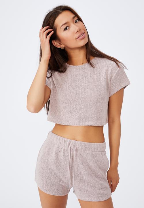Factorie - Textured jersey pull on sporty short - natural