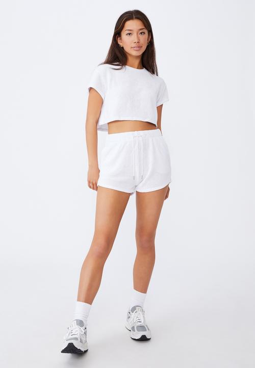 Factorie - Textured jersey pull on sporty short - white