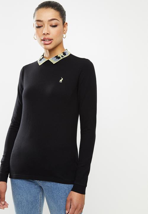 POLO - Clc cammy short sleeve print collar golfer - black 