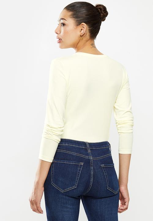 POLO - Long sleeve polo tee-gold print - neutral 