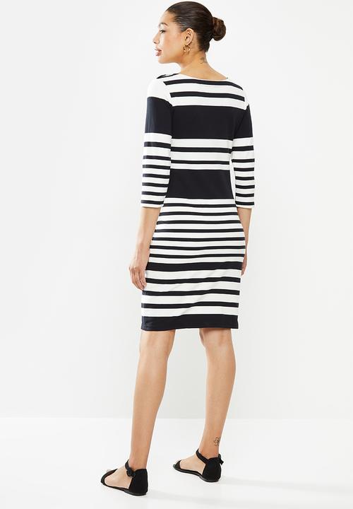 POLO - Marie stripe dress - black & white