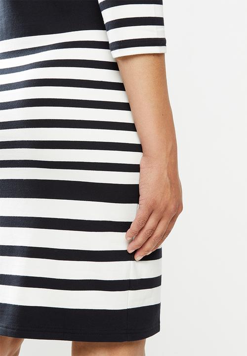 POLO - Marie stripe dress - black & white