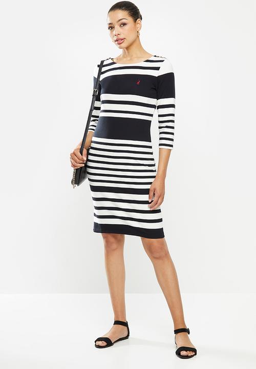 POLO - Marie stripe dress - black & white