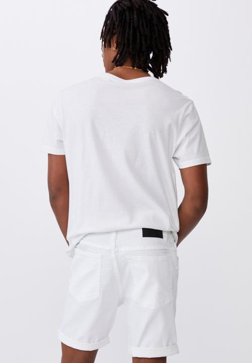 Factorie - Slim cut denim short - white