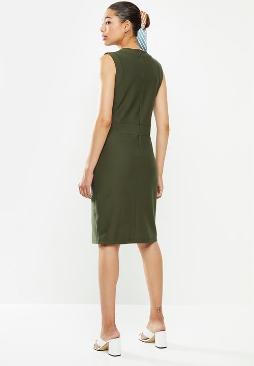 POLO - Excl sleeveless bodycon dress -fatigue