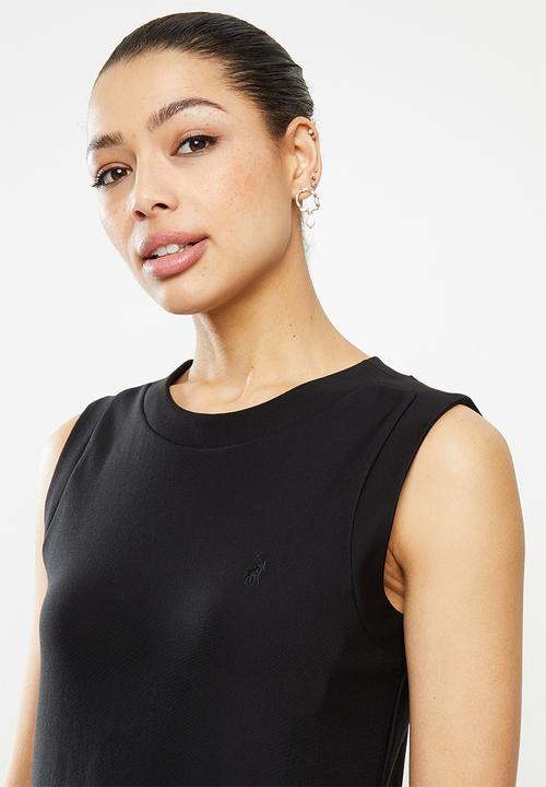 POLO - Excl sleeveless bodycon dress - black