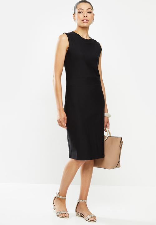 POLO - Excl sleeveless bodycon dress - black