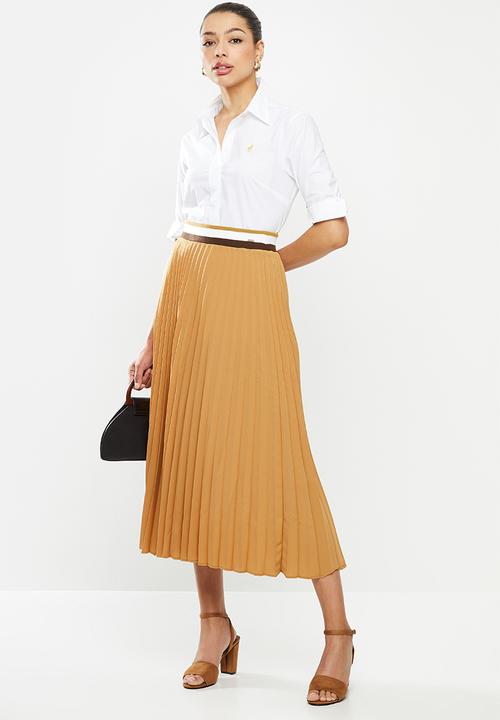 POLO - Carrie pleat skirt with rib - camel