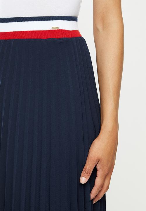 POLO - Carrie pleat skirt with rib -navy