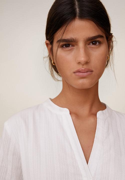 MANGO - Dress lacrosse - white